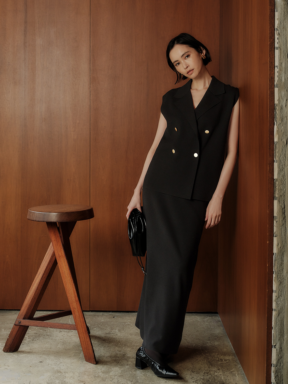 プラスレーヨンブレンド テーラード ニットベスト S PLST(プラステ)公式 | レーヨンブレンドテーラードニットベスト