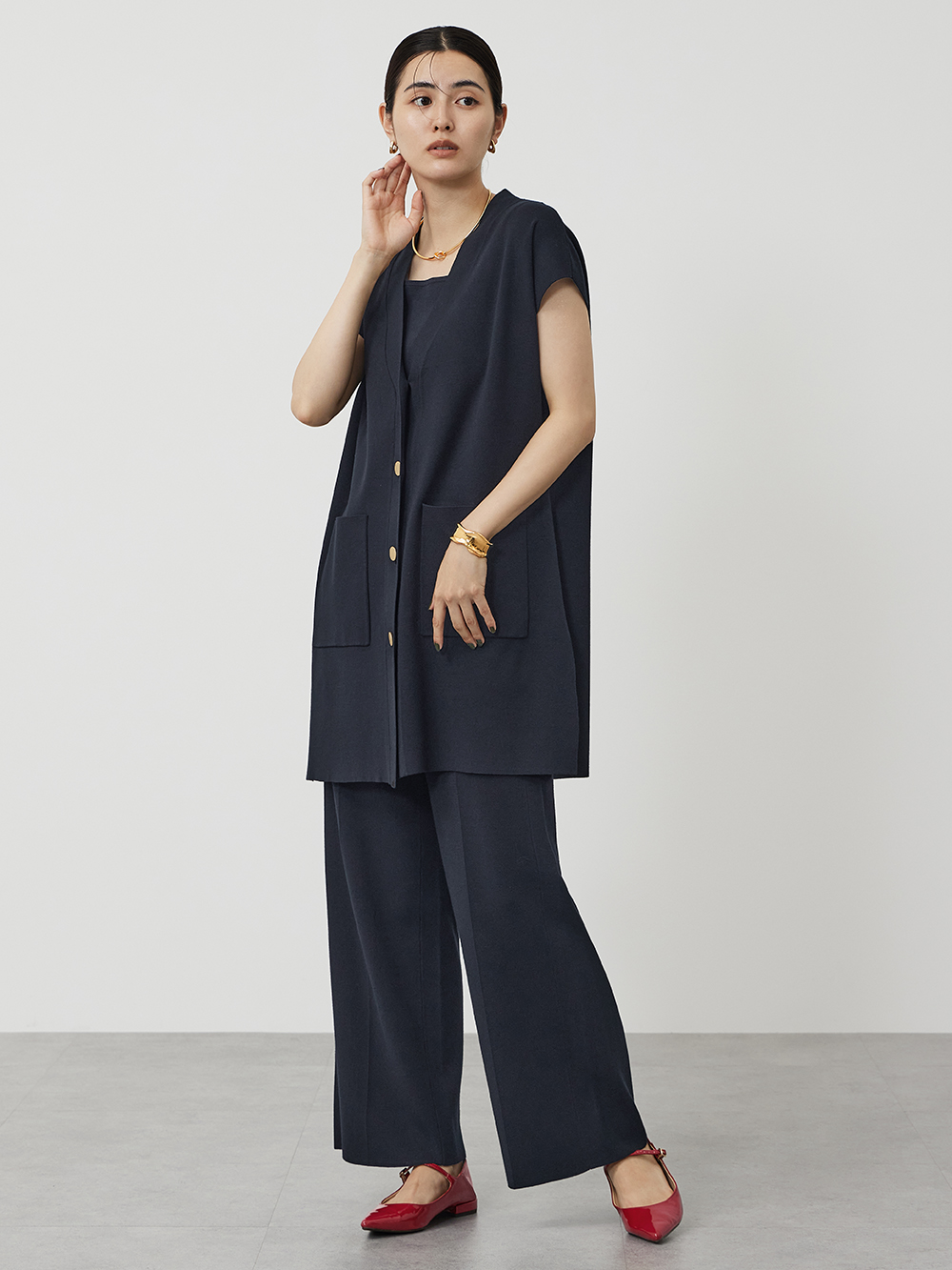 ロングカーディガンのコーデ