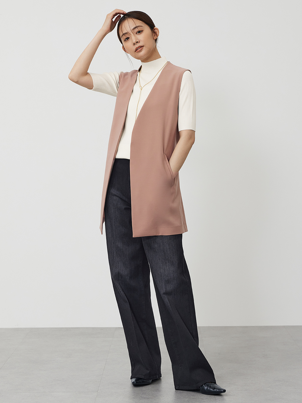 ストレッチツイルベルテッドジレ、ストレッチツイル2タックワイドフル