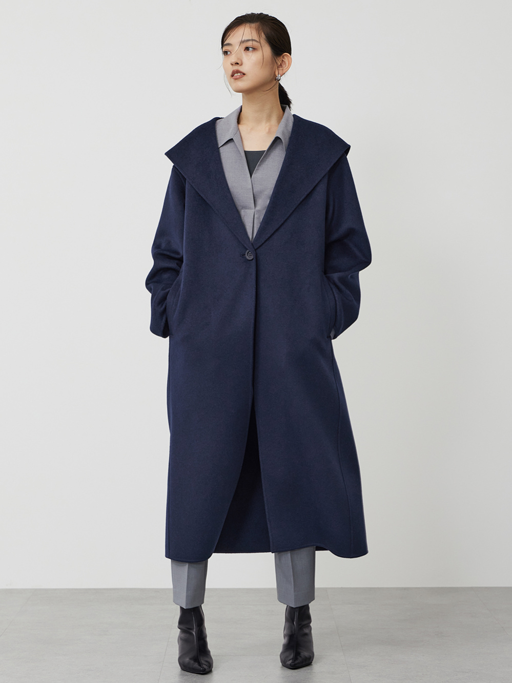 オーバーサイズテーラードジャケット、ウールブレンドリバーフーディー