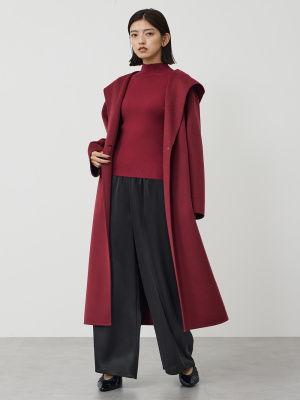 【美品】STRATA フーディー リバーロングコート ブラック 綺麗目 モード BABYLONE ステンカラーコート コート リバーダブルロングコート