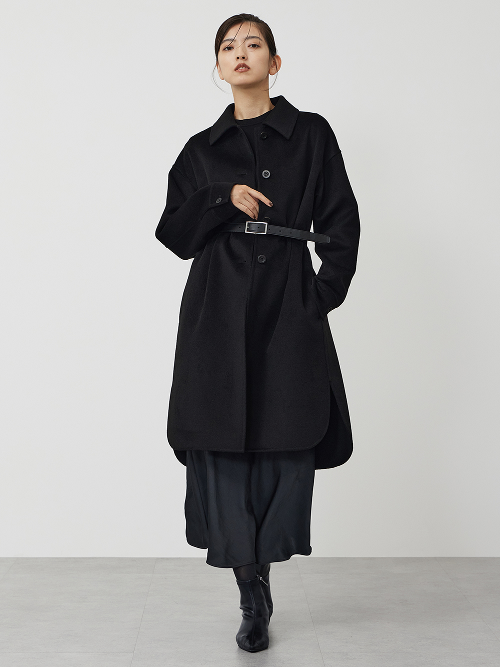 ウールブレンドリバーシャツコート、コットンアセテートブレンド