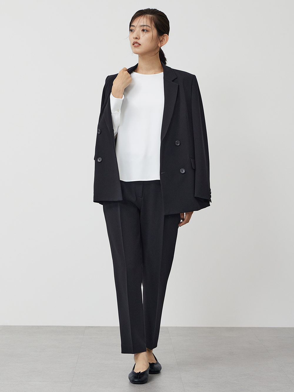 トリアセブレンドペプラムジャケット、トリアセブレンドテーパード