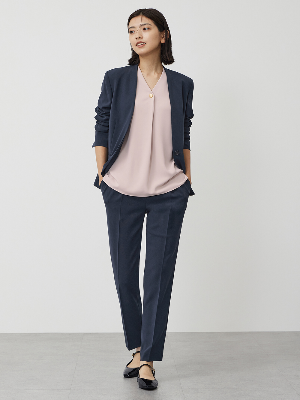 トリアセブレンドカラーレスジャケット、【丈長め】トリアセブレンド