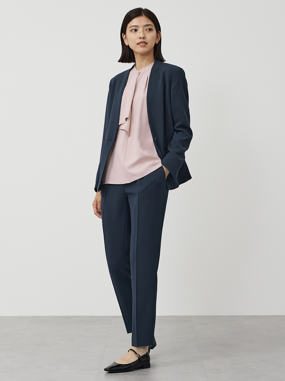 トリアセブレンドカラーレスジャケット、トリアセブレンドテーパード