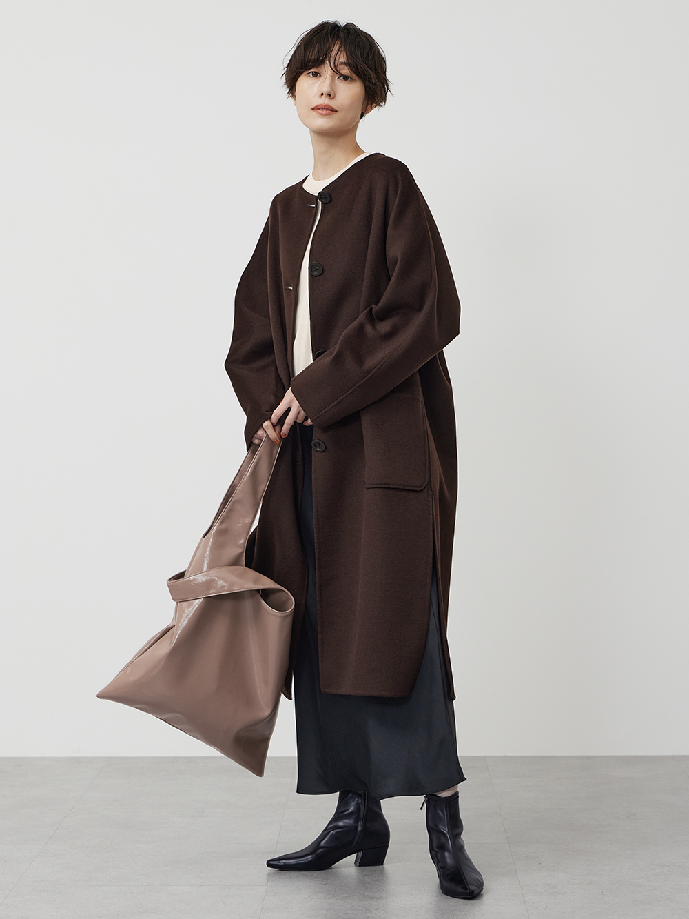 オーバーサイズテーラードジャケット、ウールブレンドリバー