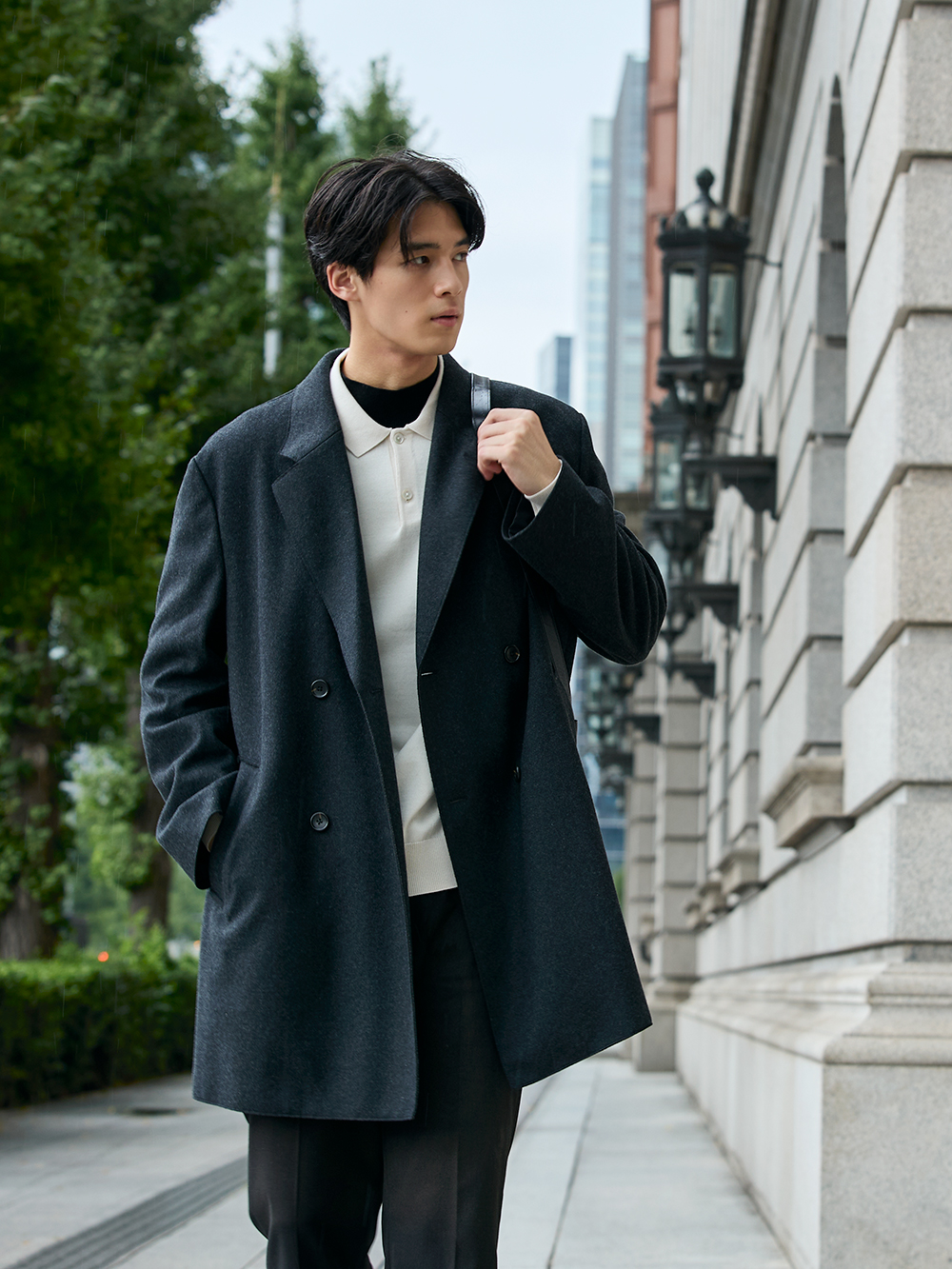 プレシャスニットメルトンダブルブレストコート