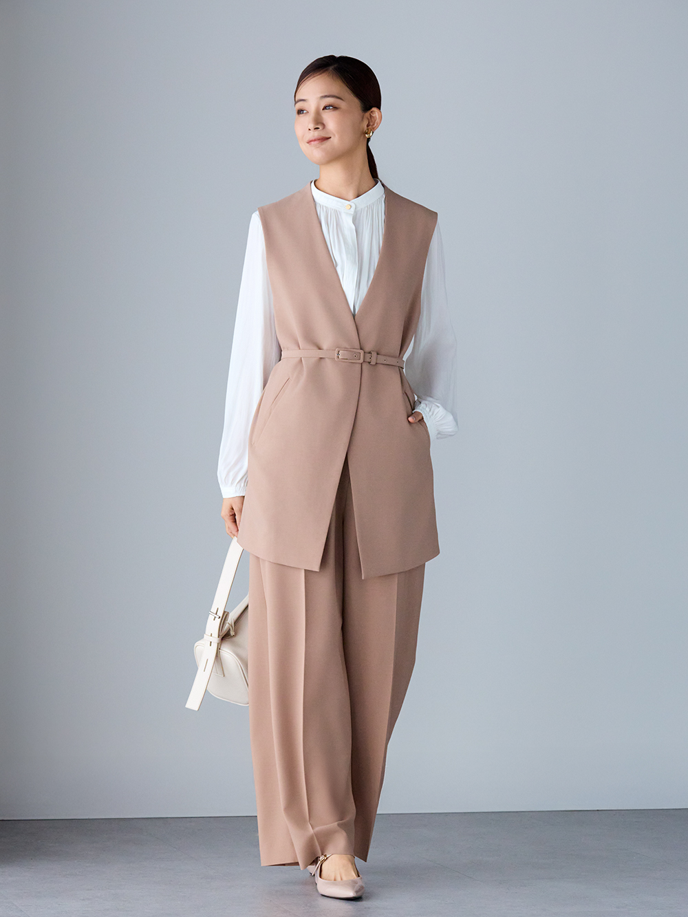 ストレッチツイルベルテッドジレ、ストレッチツイル2タックワイドフル