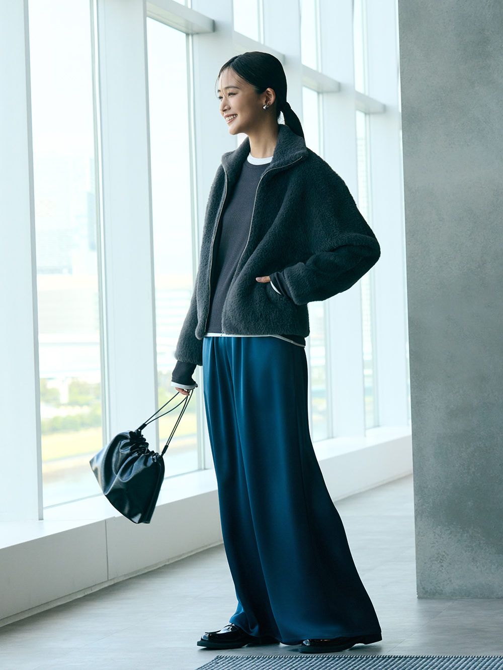 フェザーヤーンジップアップブルゾン