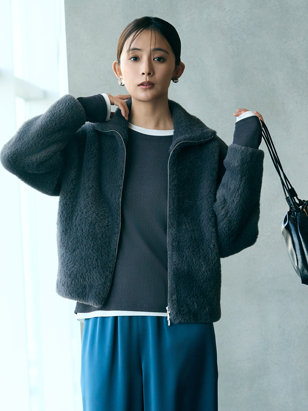 フェザーヤーンジップアップブルゾン