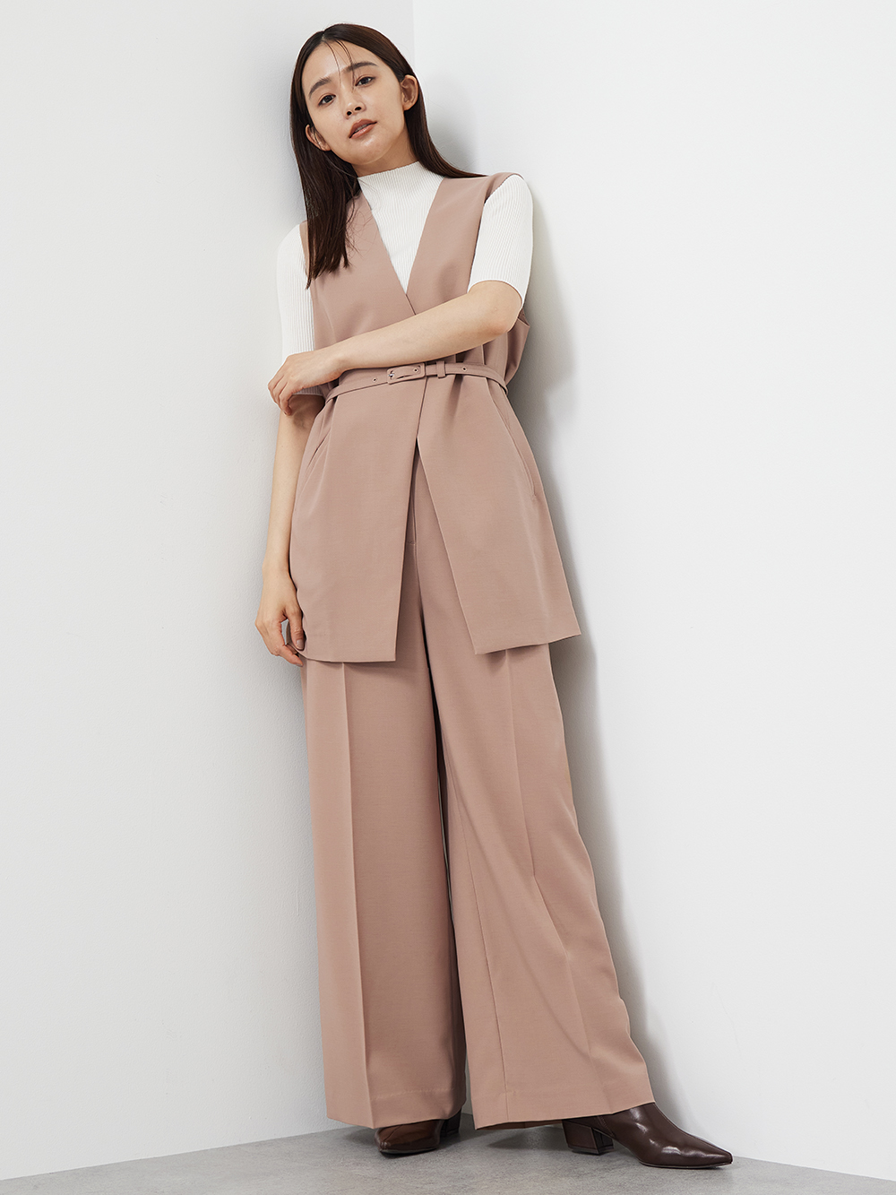 PLST ストレッチツイルベルテッドジレ　M PLST(プラステ)公式 | ストレッチツイルベルテッドジレ