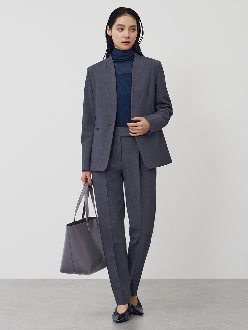 ウォームリザーブカラーレスジャケット、【丈長め】スティックパンツ