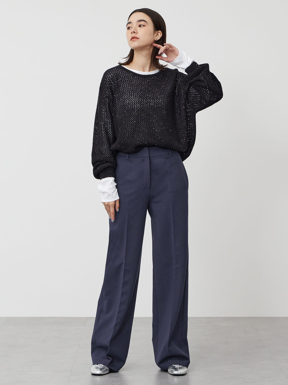 ウォームリザーブカラーレスジャケット、【丈長め】スティックパンツ