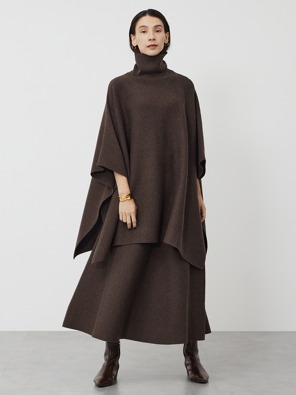 ウールモッサ2WAYスタンドカラーコート、バックサテンスタンドカラー