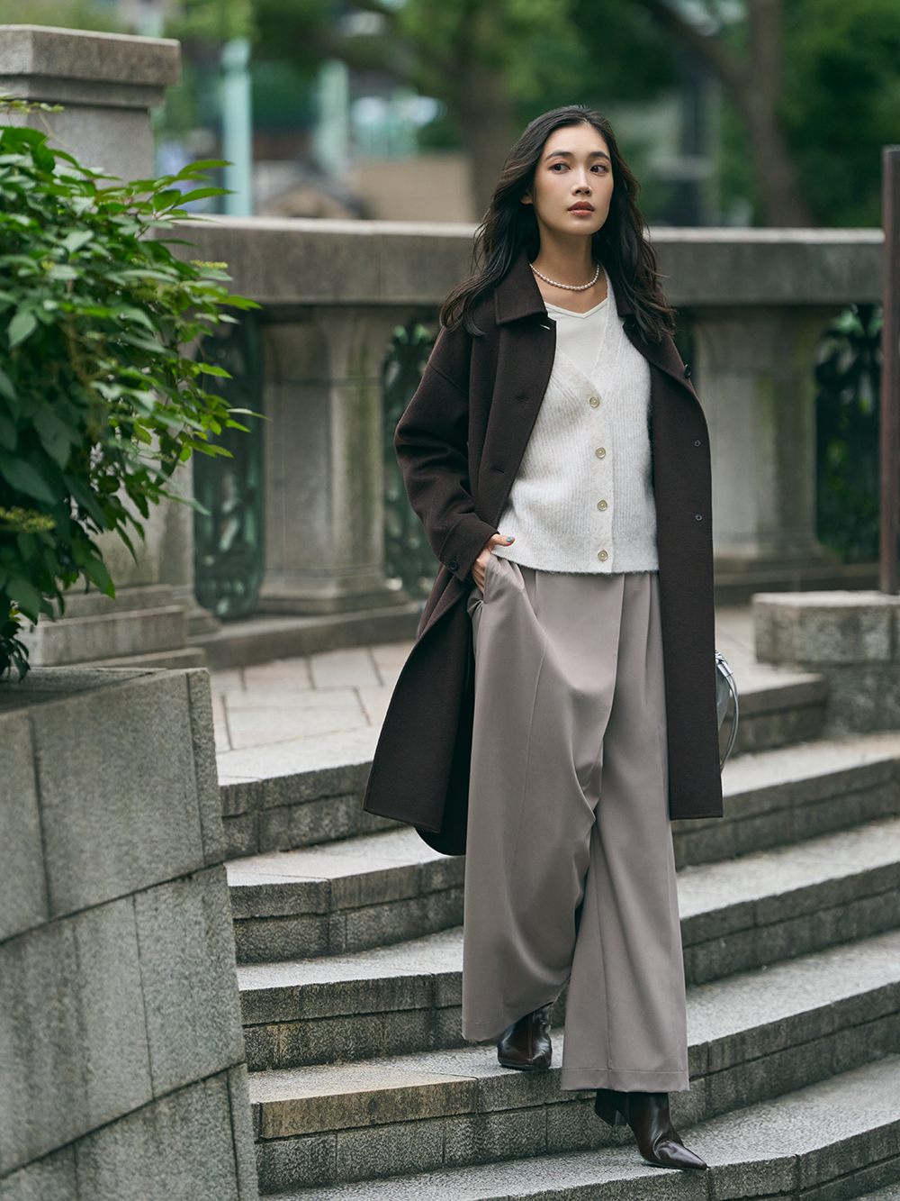 ウォームリザーブカラーレスジャケット、ウールモッサ2WAYスタンド