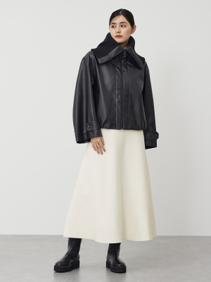 未使用級 現行 25AW✨プラステ フェイクレザービッグカラーブルゾン ショート PLST(プラステ)公式 | フェイクレザービッグカラーブルゾン