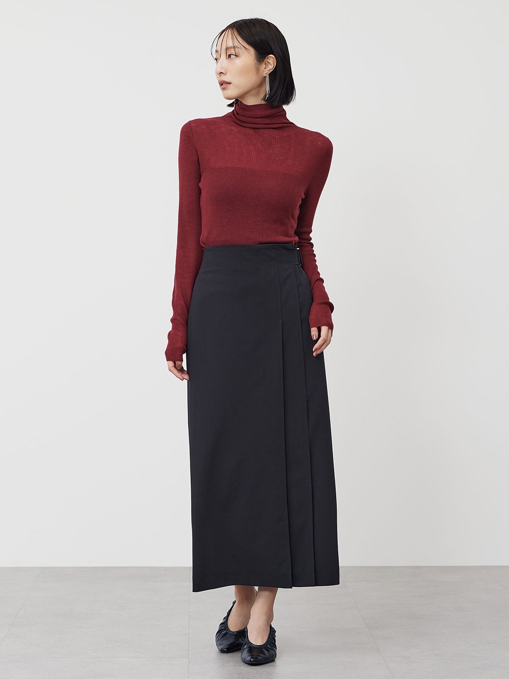 ウールモッサ2WAYスタンドカラーコート、バックサテンスタンドカラー