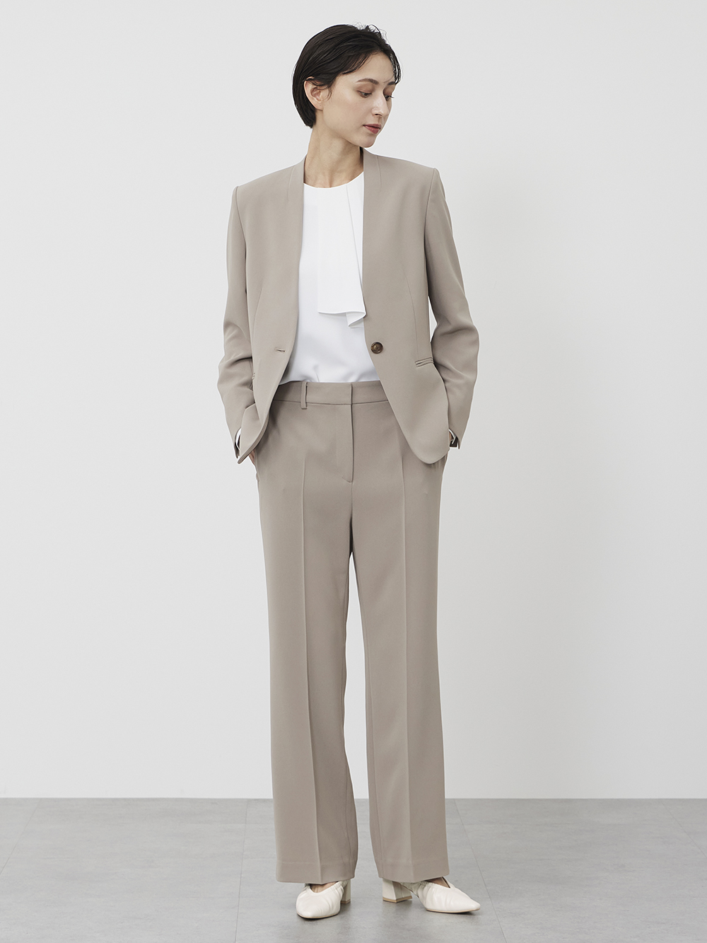 トリアセブレンドカラーレスジャケット、ウォームリザーブカシミヤ