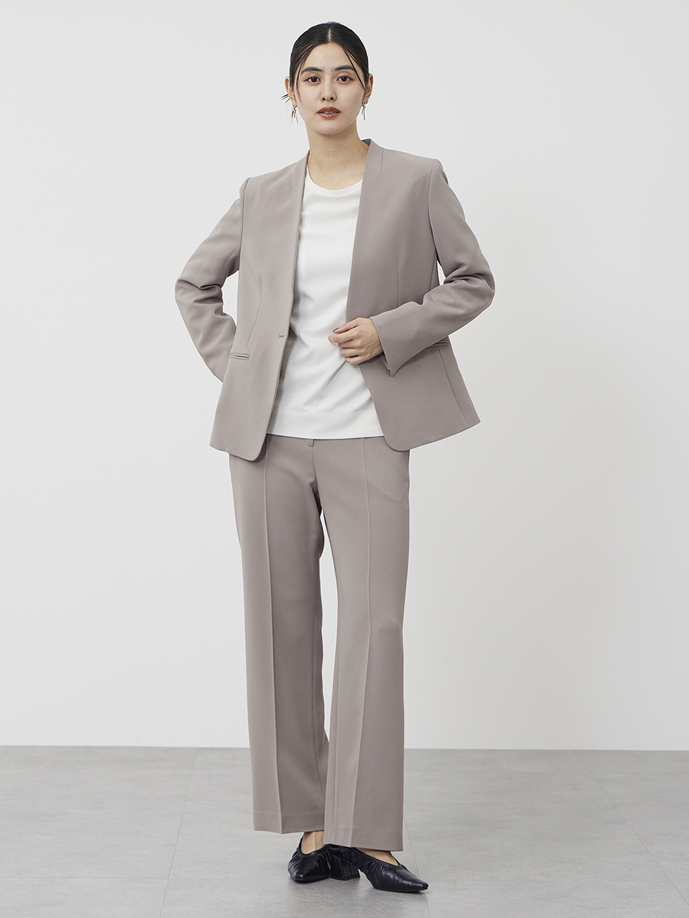 トリアセブレンドカラーレスジャケット、トリアセブレンドテーパード