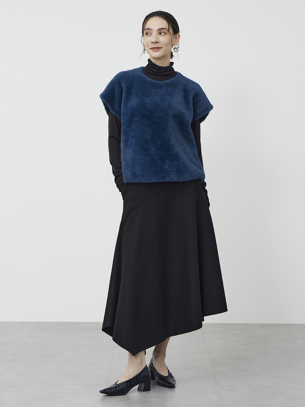 レーヨンブレンドテーラードニットベスト、レーヨンブレンドナロー