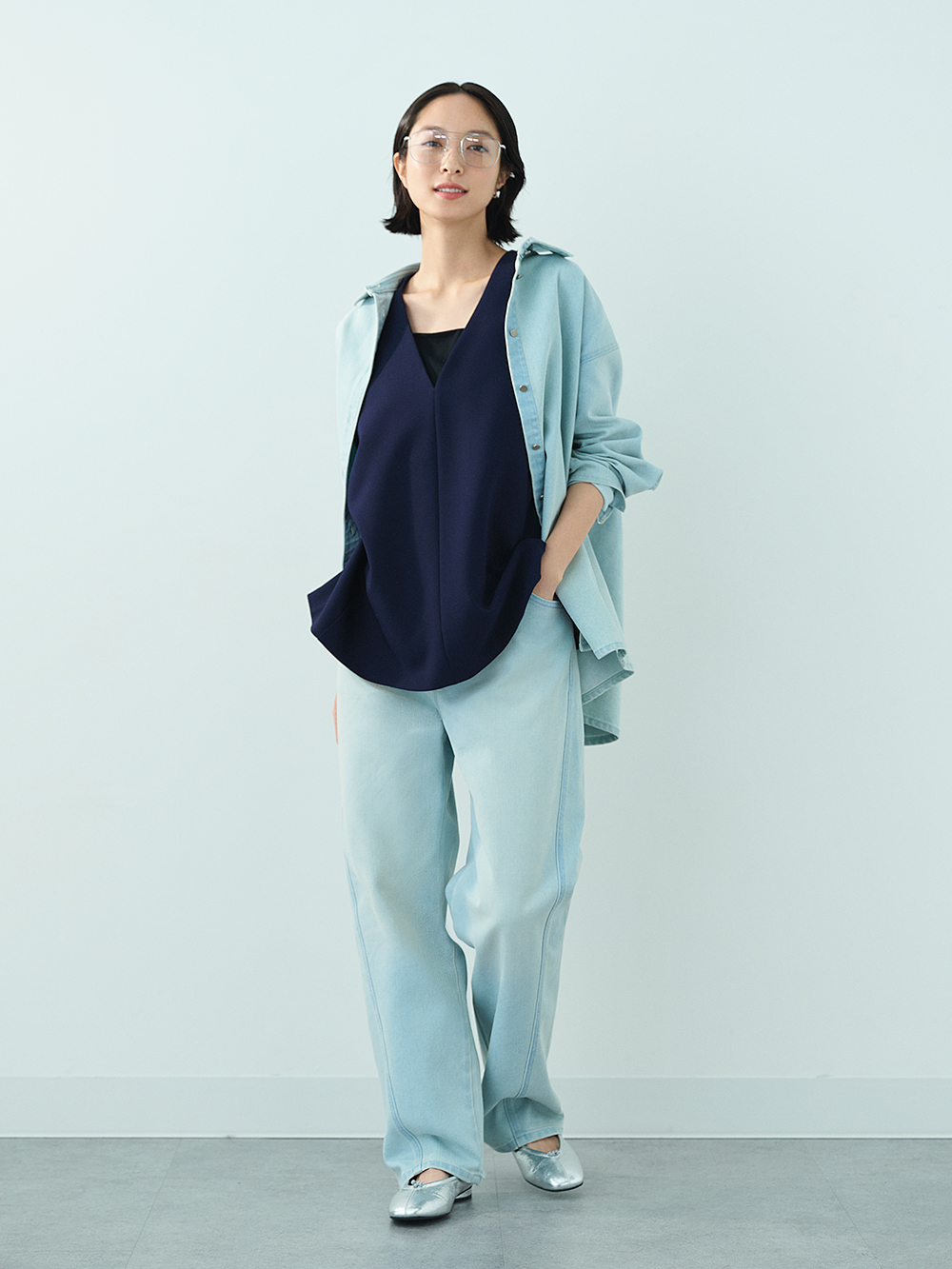 ラメシアーリブタートルネックセーター、シアーリブタートルネック