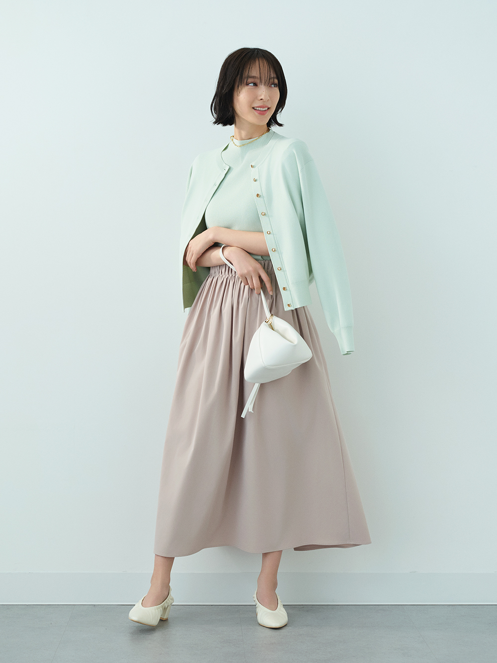 UVカットレーヨンブレンドメタルボタンカーディガン