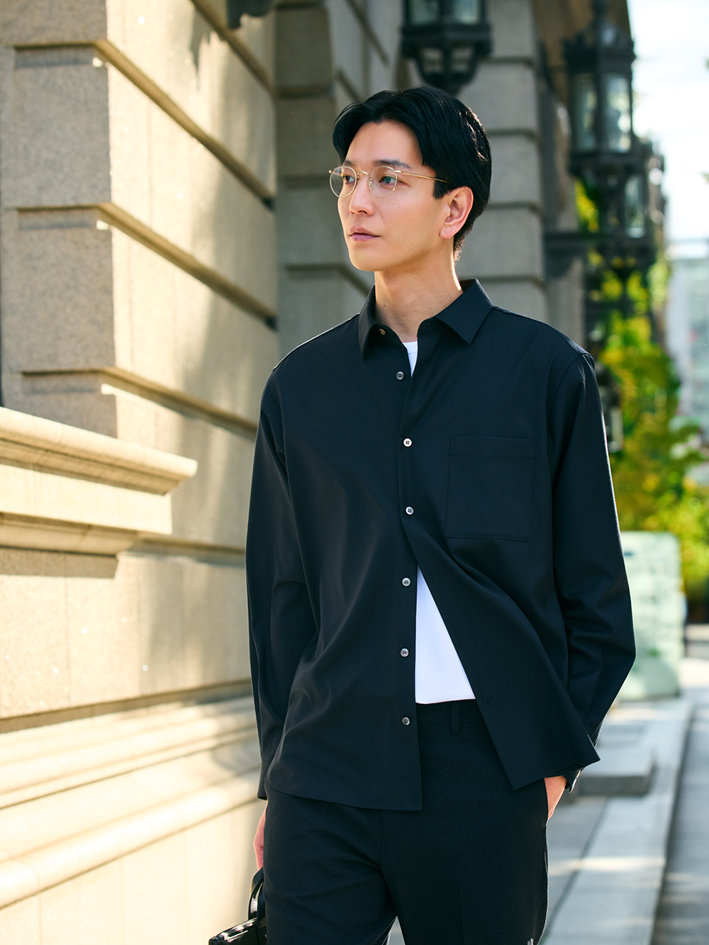 レーヨンブレンドレギュラーカラーシャツ