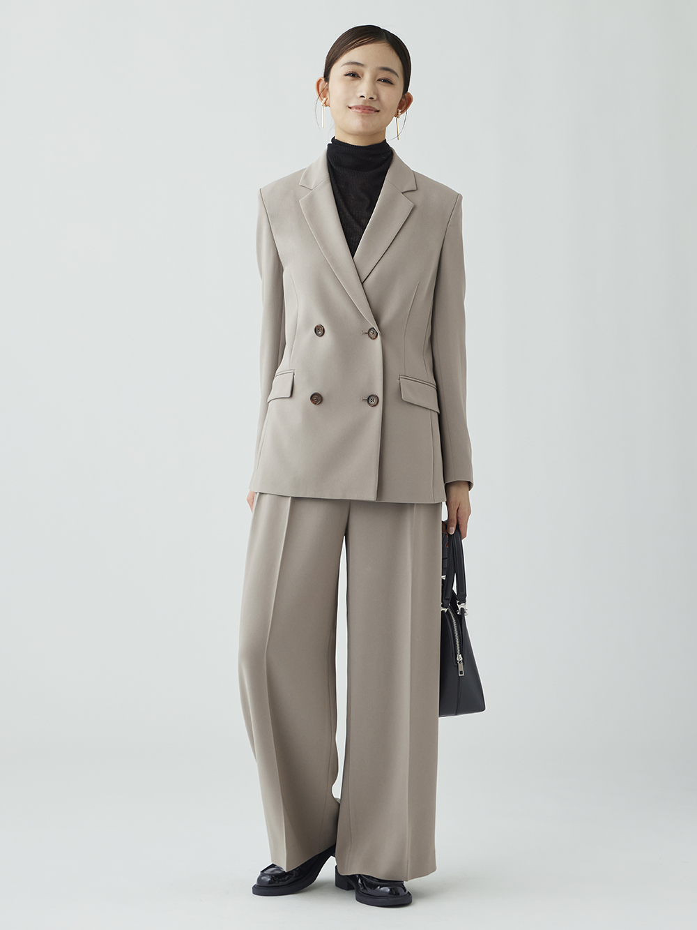 トリアセブレンドダブルジャケット、【丈長め】トリアセブレンド