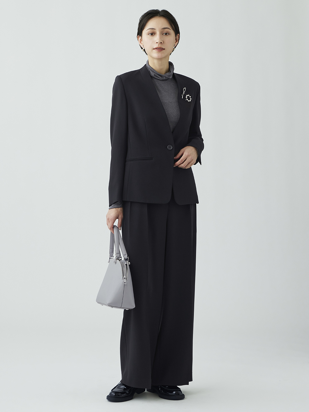 トリアセブレンドカラーレスジャケット、トリアセブレンドテーパード