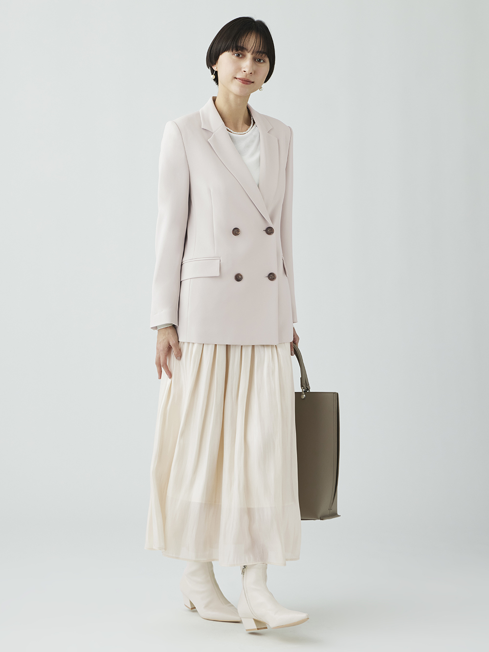 トリアセブレンドダブルジャケット、【丈長め】トリアセブレンド