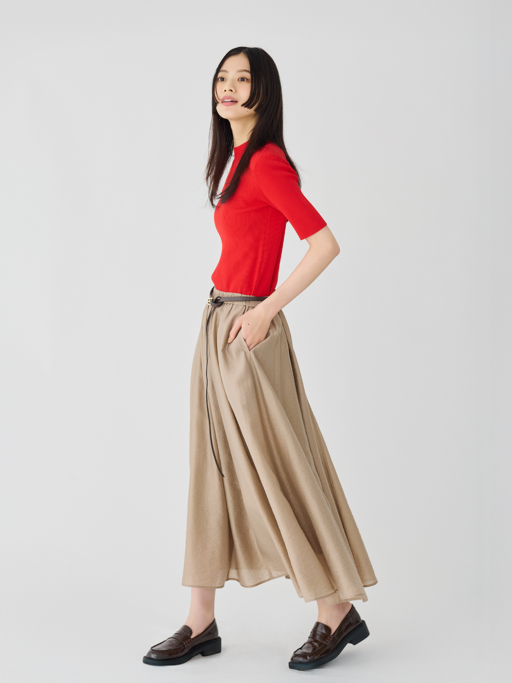 シアーボリュームフレアスカート