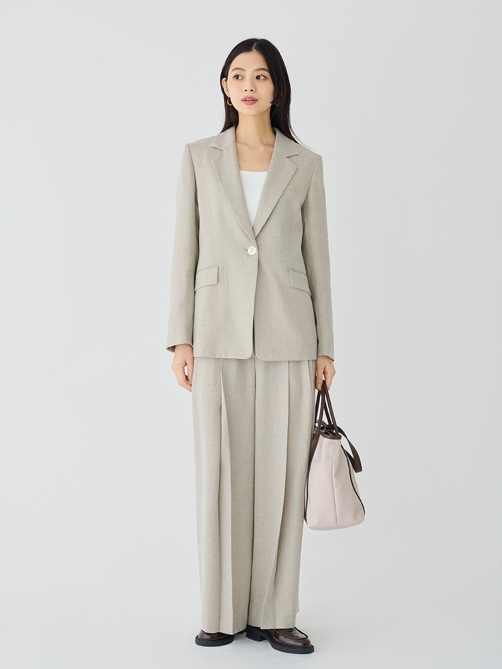 リネンライクトリアセブレンド​ワイドパンツ​