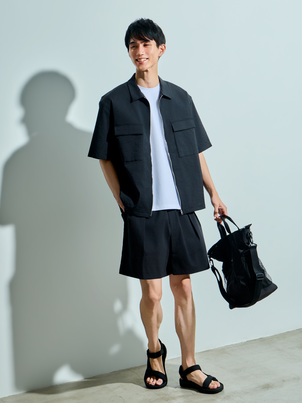 ストレッチコットンブレンドポケットTシャツ