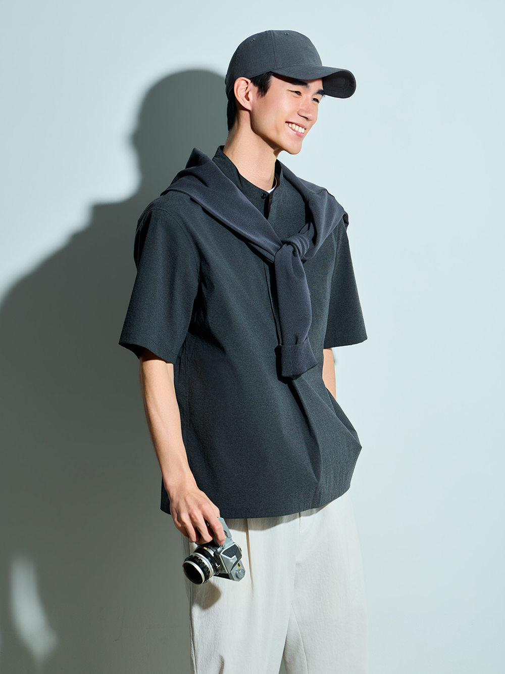 ストレッチコットンブレンドポケットTシャツ