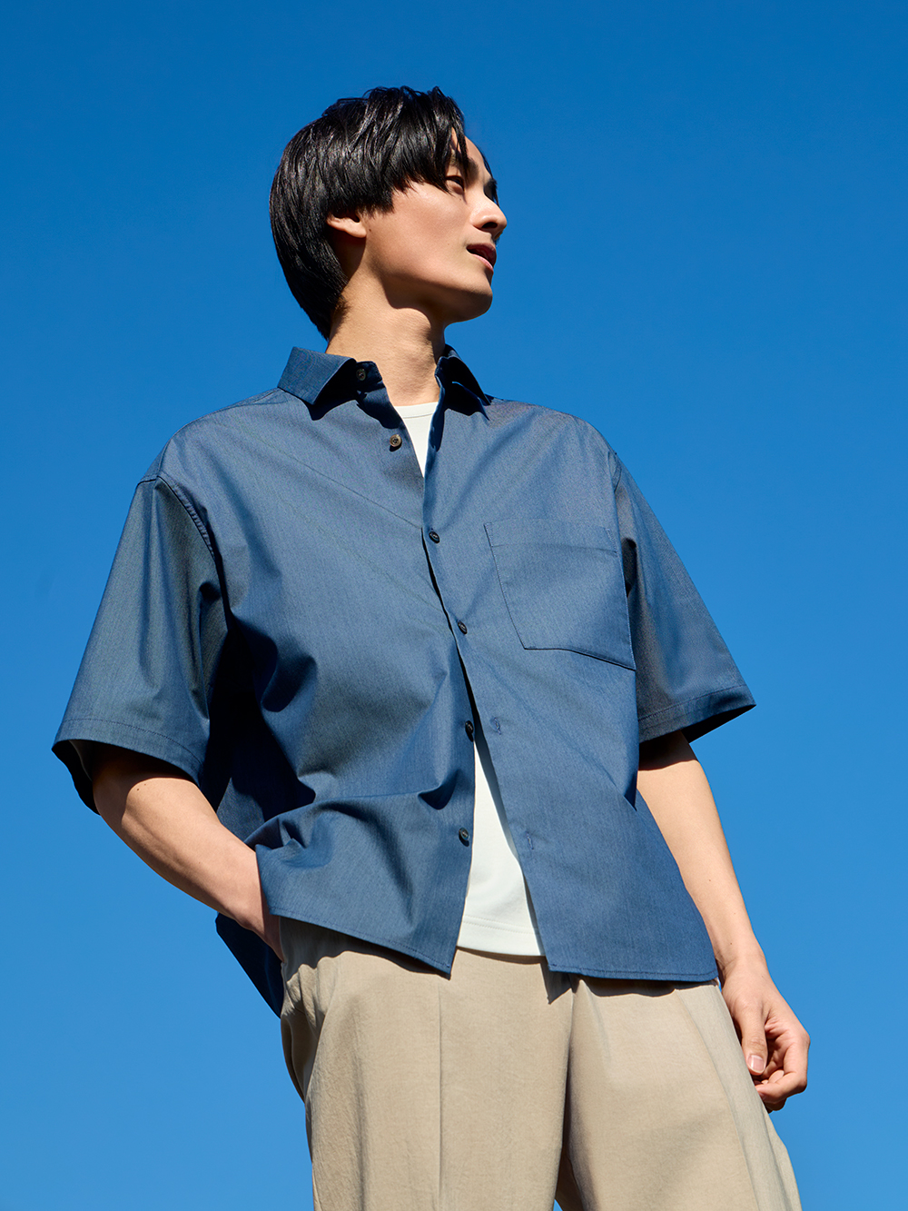 シャンブレーレギュラーカラーシャツ