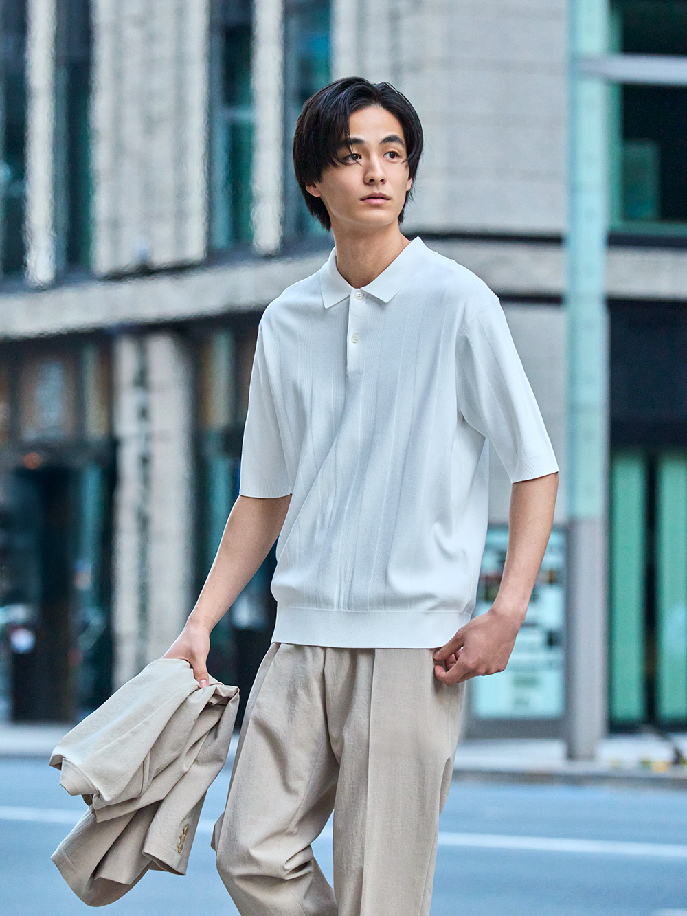 UVカットレーヨンブレンドニットポロシャツ（半袖）