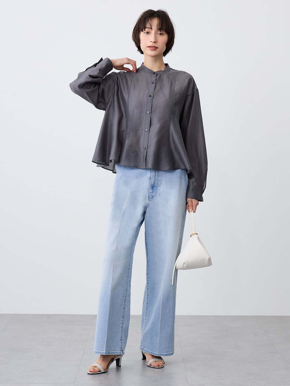 日曜日までお得】シアーペプラムシャツ、【値下げしました】ワイド 