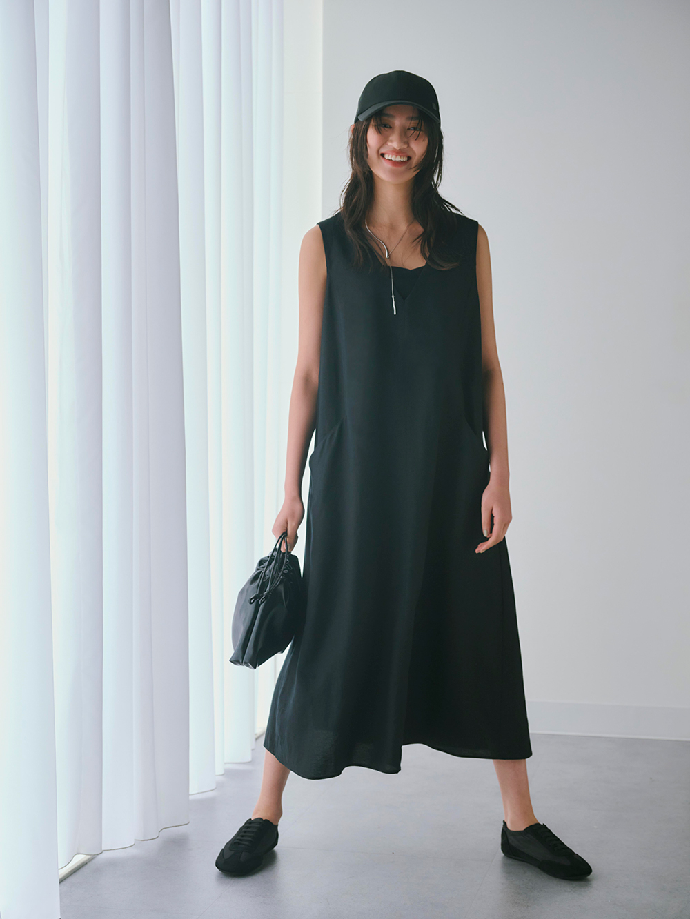 リネンブレンドジャンパーワンピース