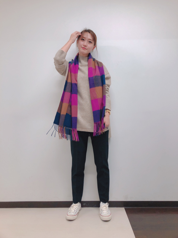 PLST(プラステ)公式 | チェックカシミヤマフラー 121450506