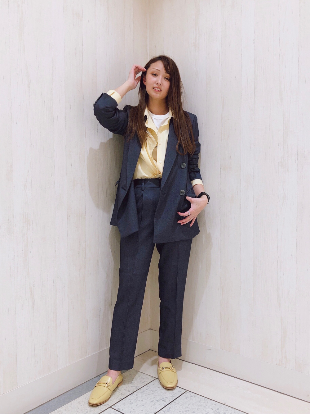 PLST♡トリアセブレンドオックスダブルジャケット&パンツ （セットアップ） PLST♡トリアセブレンドオックスダブルジャケット&パンツ