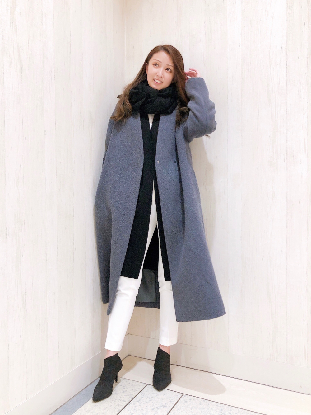 高級　ゆったりサイズ　PLST ニット　ロング　カーディガン