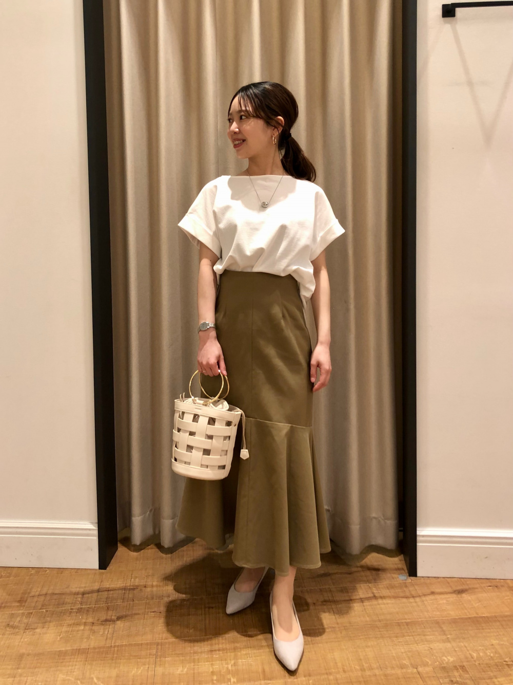 safilin×フラデリ　リネン　ロングジレ　カーキ safilin×フラデリ リネン ロングジレ カーキ （safilin×フラデリ