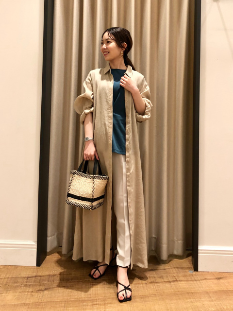 PLST リネンブレンド　ジャケット　パンツ　セットアップ　S リネンブレンドカラーレスジャケット、ウエストタックカットソーワイド