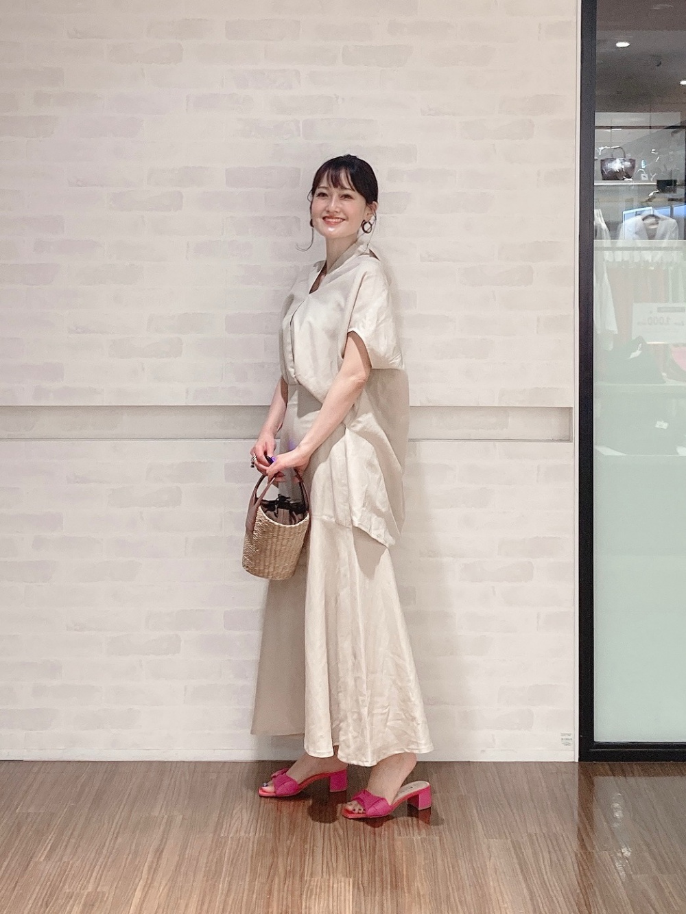 コットンマルチストライプシャツワンピース（半袖）、【PLST限定