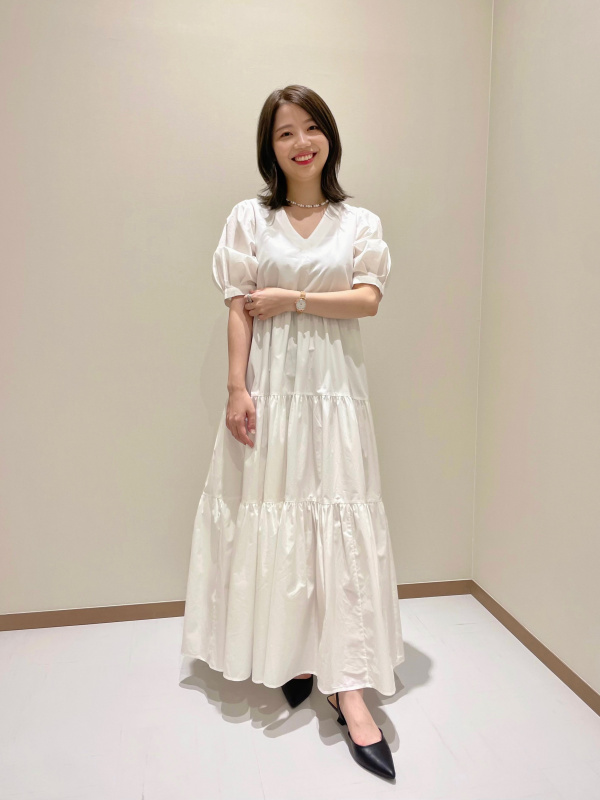 コットンボリュームティアードワンピース（半袖）のコーディネート 