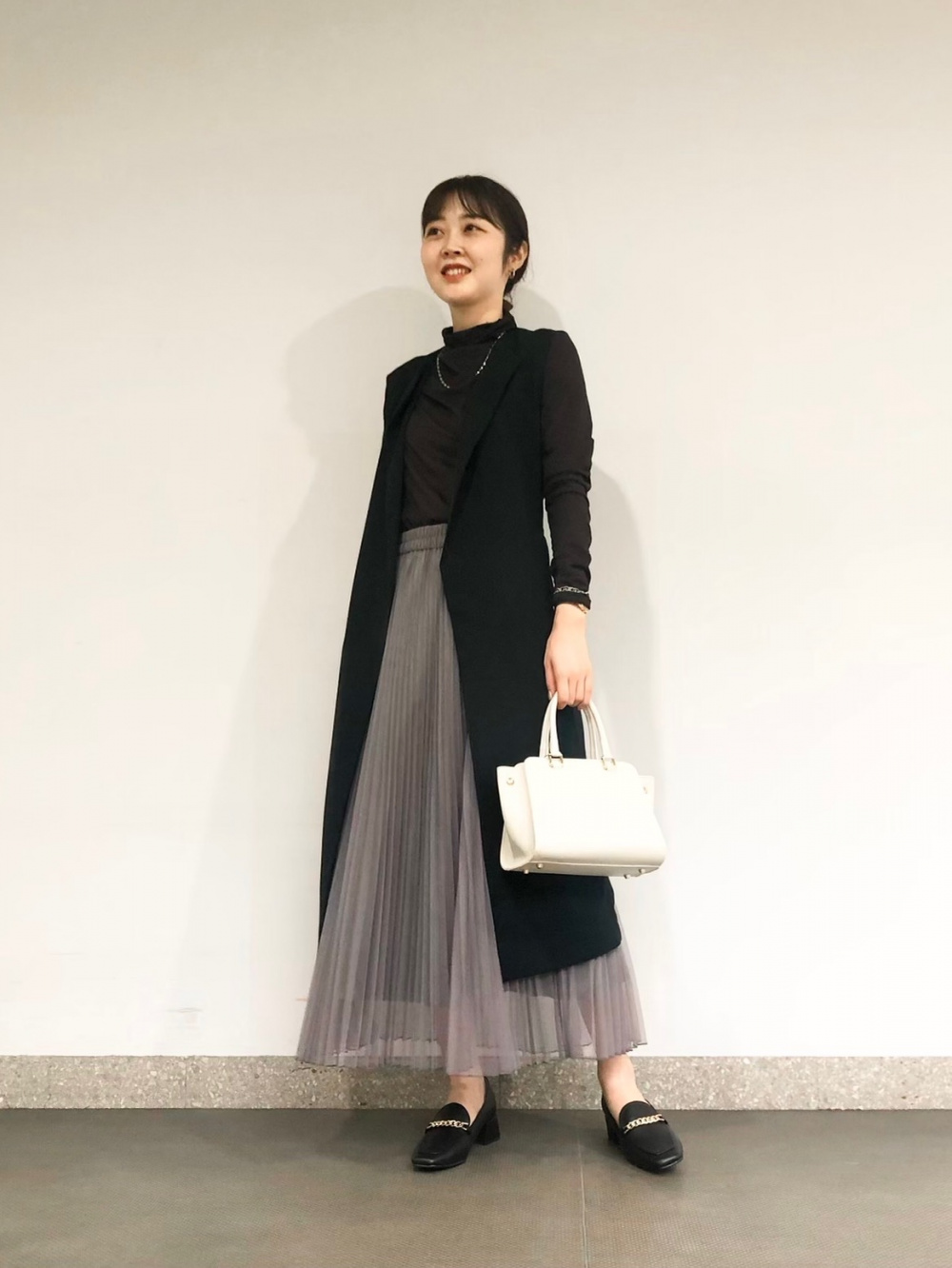 コットンブレンドリラックスカーディガン、ティアードスカート