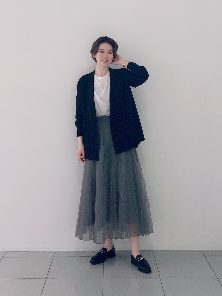 ボートネックリラックスTシャツ、リネンブレンドシャツスカート