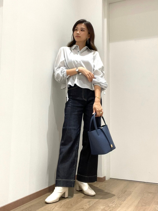 プラステ　ハイライズワイドジーンズ　ネイビー　S プラステハイライズワイドジーンズネイビーS