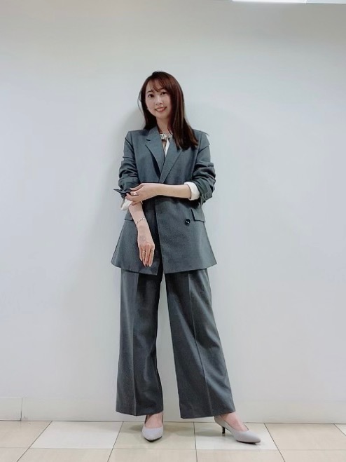 ウールブレンドギャバダブルジャケット、サテンDカンタック2WAY