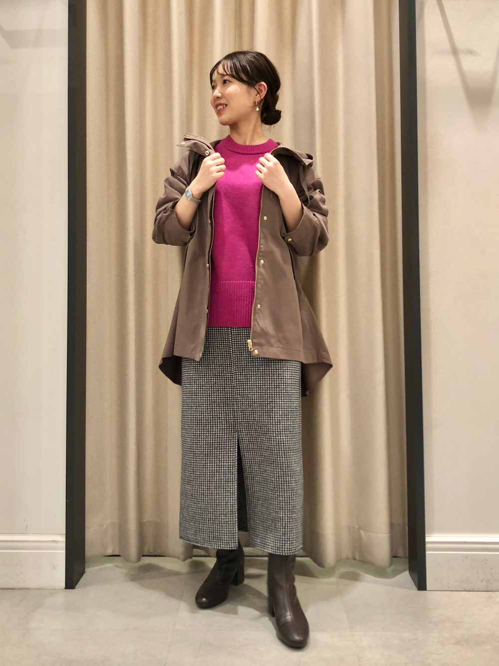 24AW プラステ レーヨンブレンドニットダブルジャケット グレー M PLST(プラステ)公式 | レーヨンブレンドニットダブルジャケット